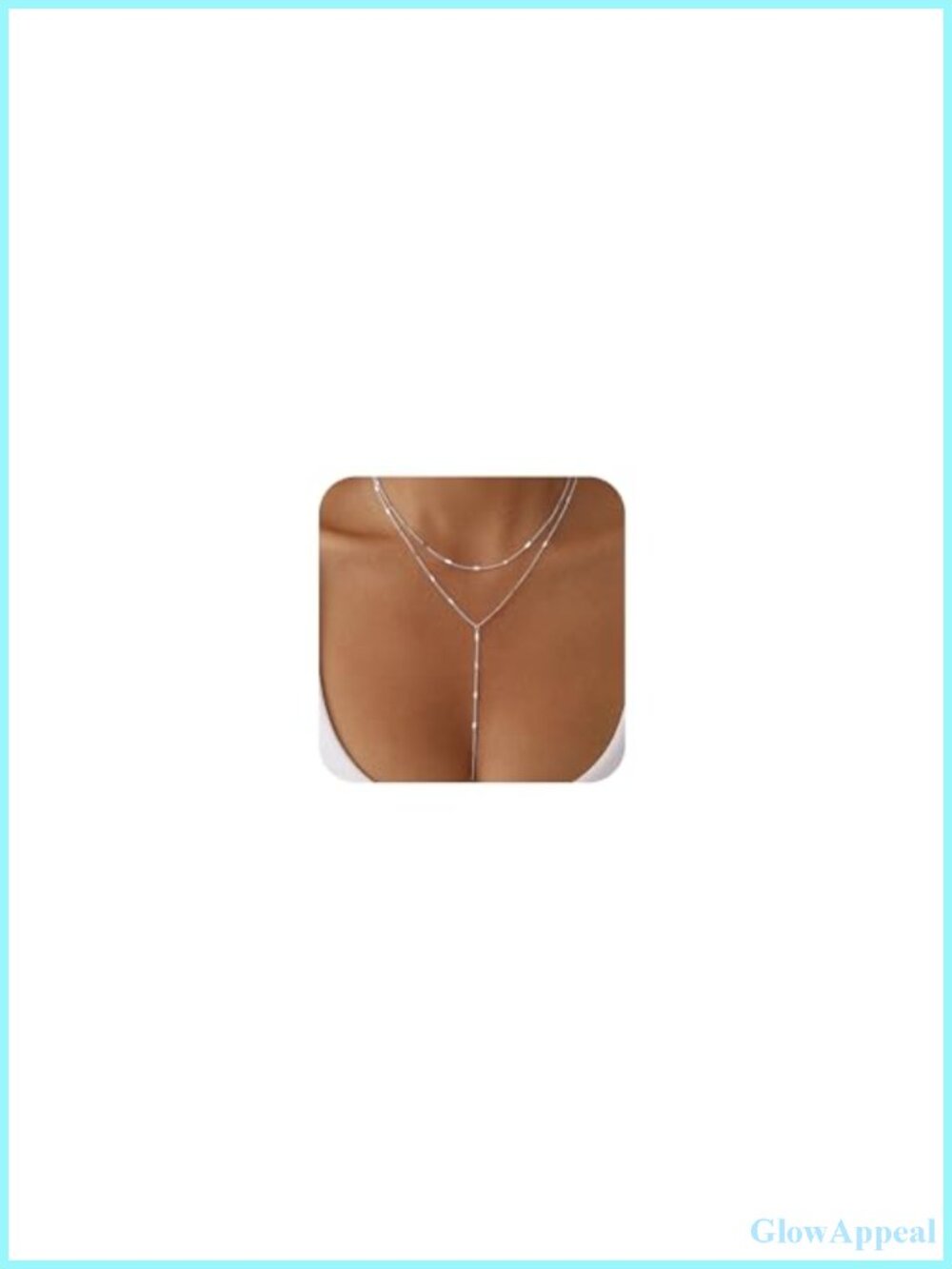 Silver Plated Y Drop Lariat Necklace Adjustable Layered Chain